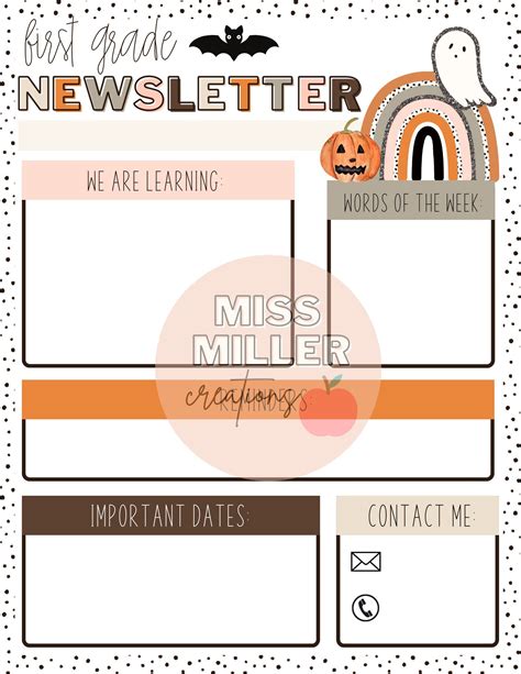 Boho Halloween Newsletter Template Editable Etsy