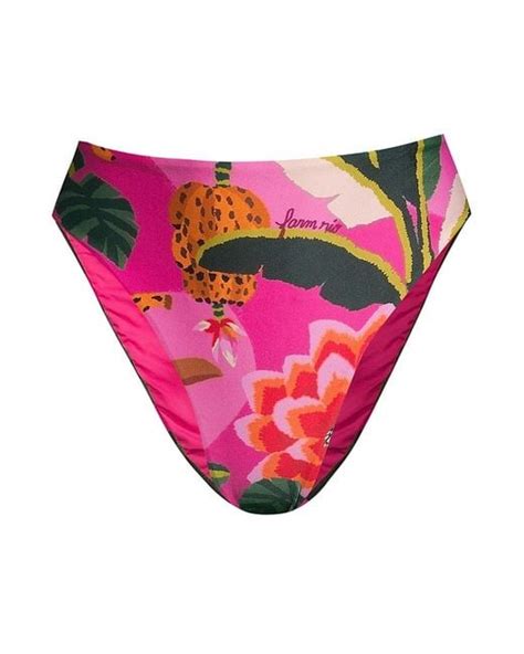 Farm Rio Leopard Forest High Cut Bikini Bottom In Pink Lyst