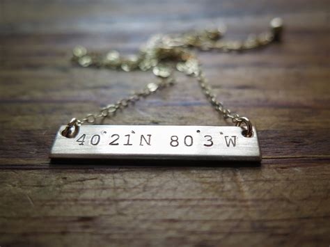 Coordinates THICK Gold Bar Necklace Double Sided With Custom - Etsy