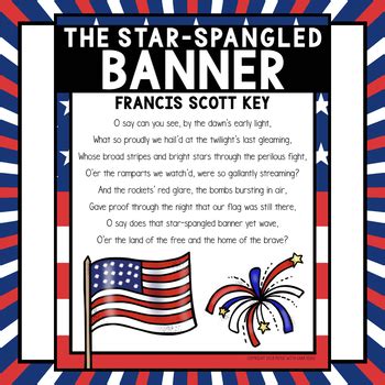 Free The Star Spangled Banner Lyrics Poster Color Bw Tpt