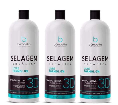 Kit 3 Selagem Organica 3D Borabella Semi Definitiva Sem Formol 1L