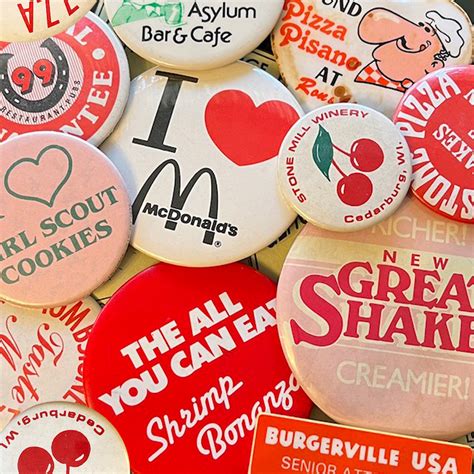 Vintage Food And Restaurant Buttons Pygmy Hippo Shoppe