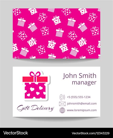 Gift Delivery Service Business Card Template Vector Image