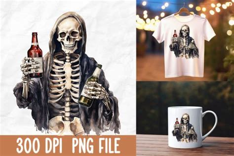 Funny Spooky Skeleton Drinking Wine Graphic By Kanweat Creative Fabrica