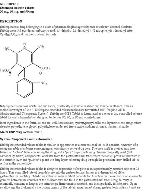 Nifedipine Extended Release Tablets 30 Mg 60 Mg And 90 Mg