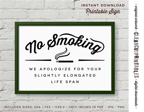 Funny No Smoking Sign Printable Digital Instant Download - Etsy Australia