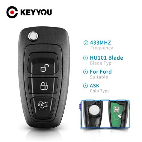 Keyyou Reemplazo De Llave De Control Remoto Plegable Para Ford Focus