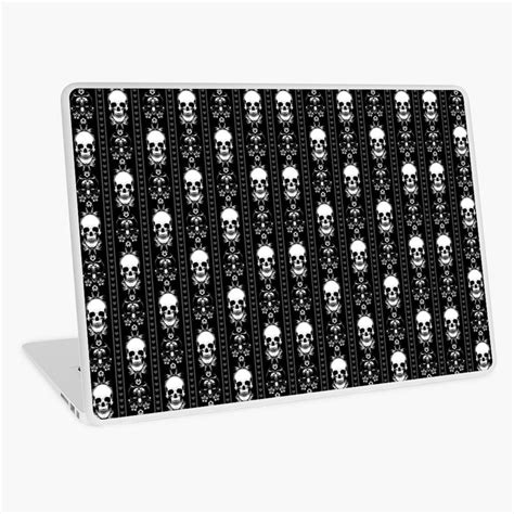 Black & White Skull Stripes Laptop Skin