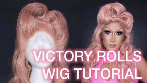 1940s Victory Rolls Wig Styling Tutorial Princesswig Peach Pink Synthetic Lace Front Youtube