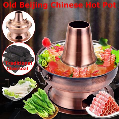 New Old Beijing Chinese Hot Pot Large Copper Stainless Steel Traditional Charcoal Kitchen Tools