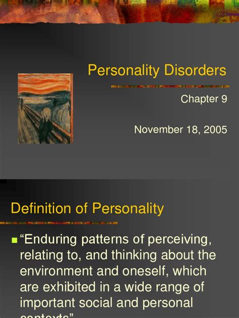 Chapter 9 Personality Disorders Pdf Personality Disorder