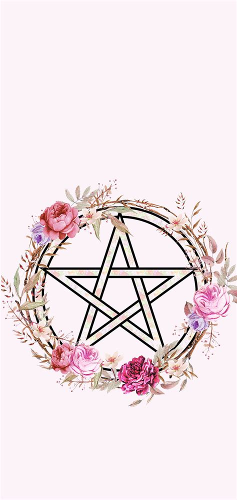 Floral Pentacle Pink Wicca Pagan Spring Witch Hd Phone Wallpaper