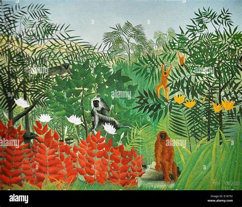 Tropical Forest With Monkeys By Henri Rousseau 1910 Stock Photo