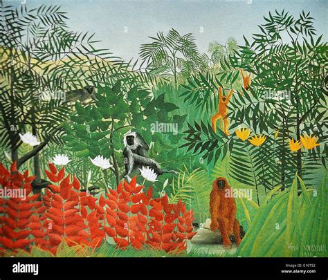 Tropical Forest with Monkeys by Henri Rousseau, 1910 Stock Photo: 69606798 - Alamy