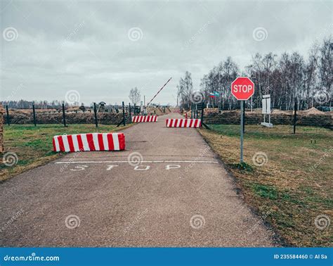 Road Checkpoint With Stop Sign Peacekeeping Force Post Blocking The