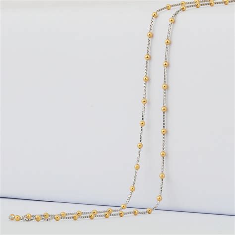 22ct Gold Chain With Gold Beads 18 Inches PureJewels UK