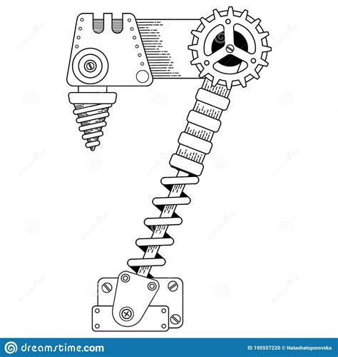 成人矢量着色书 蒸汽朋克数学符号7 金属齿轮和各种机械数 向量例证 插画 包括有 引擎 字符 195557220