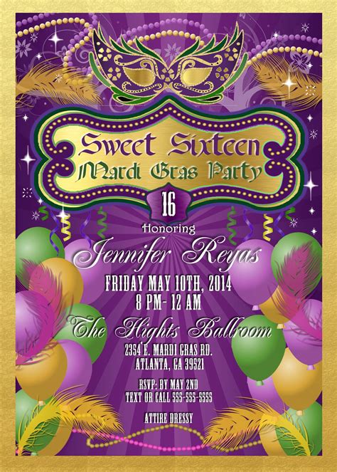 Mardi Gras Party Invitations Templates Send Online Invitations With ...