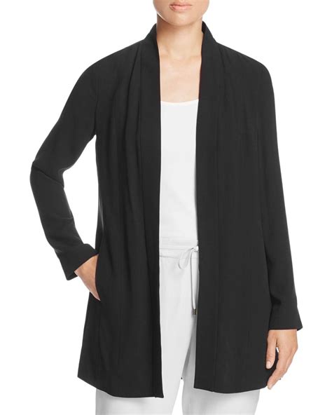 Eileen Fisher Long Silk Cardigan In Black Lyst