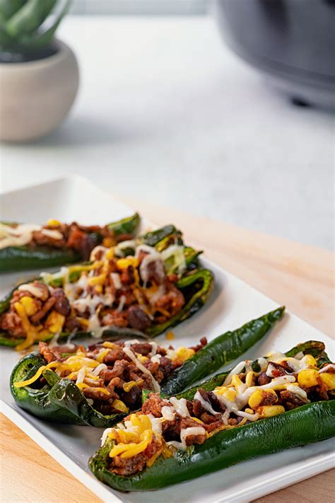 Air Fryer Stuffed Poblano Peppers