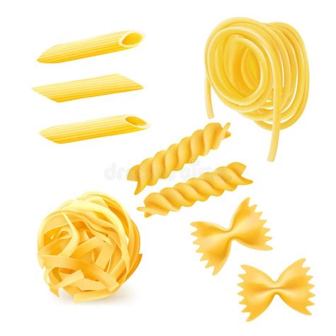 Vektor Pasta Fusilli Penne Spaghetti Rotini Farfalle Und