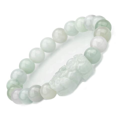 Fengshui Wealth Prosperity White Real Jade Bracelet With Pi Xiu Pi Yao