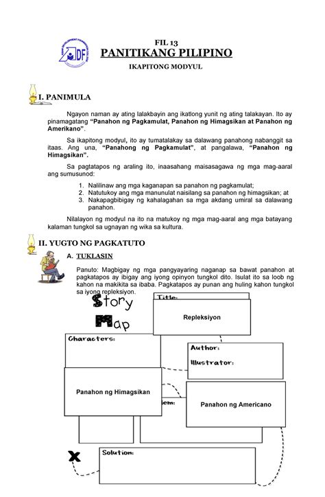 Fil Panitikang Pilipino Na Nakatuon Sa Pilipinas Fil Panitikang