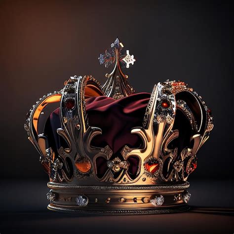 Premium Photo King Head Beautiful Crown In Dark Background