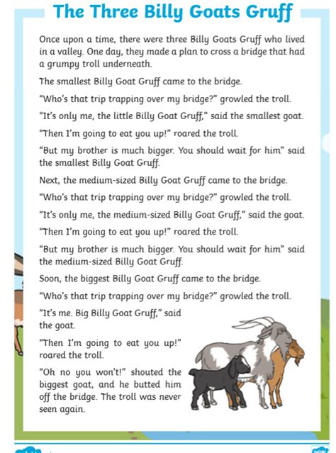 Reading- The Three Billy Goats Gruff – St Michael’s CE Primary, Bartley Green