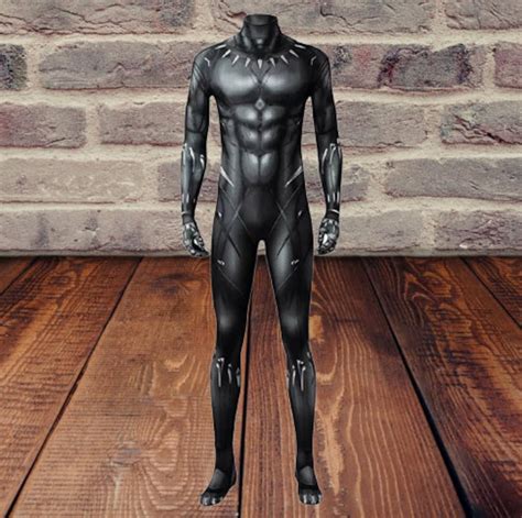 Black Panther Inspired Costume And Mask Halloween Cosplay Jumpsuit Adults