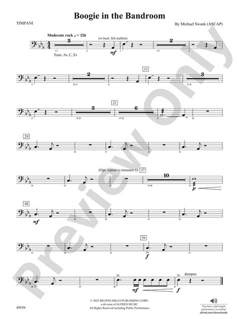 Boogie In The Bandroom Timpani Timpani Part Digital Sheet Music