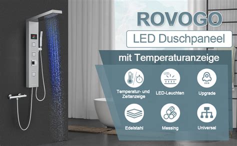 Rovogo Led Duschpaneel Ohne Armatur Und Batterie Funktion Duschs Ule