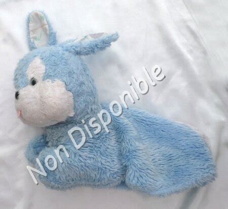 Doudou Peluche Lapin Range Pyjama Bleu Blanc Vintage Nounours Happy