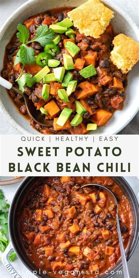 Hearty And Delicious Sweet Potato Black Bean Chili Vegan Recipe