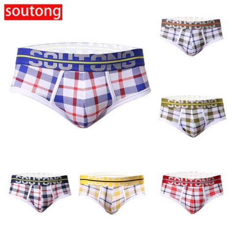 Buy SOUTONG Men S Underwear Soft Underpants Plaid Summer Briefs At