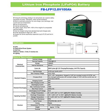 Miady 12V 100Ah Lithium Phosphate Battery Over 2000 Cycles Lightweight