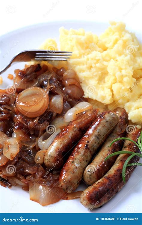 Sausages Fried Onions and Potato Stock Image - Image of nurnbergers ...