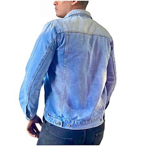 Ripley CHAQUETA JEANS MEZCLILLA AZUL CELESTE HOMBRE