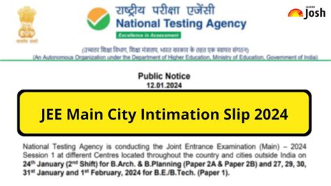 Jee Main City Intimation Slip How It Is Different From Jee Main