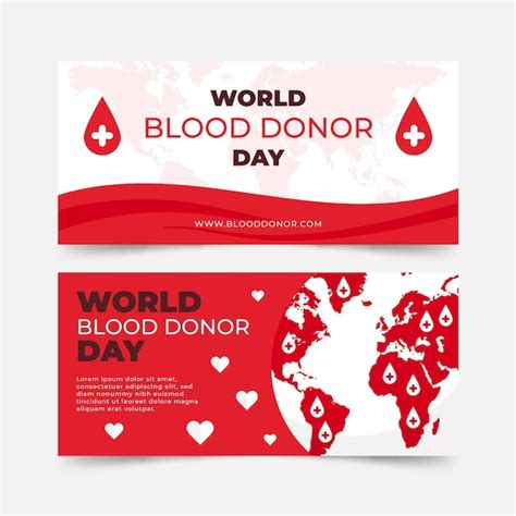 Free Vector Flat World Blood Donor Day Banners Set