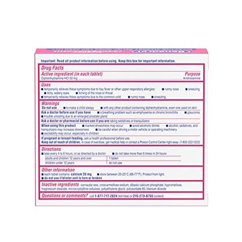 Benadryl Extra Strength 50mg Diphenhydramine Allergy Relief Tabs 24 Ct At Pharmacy Counter