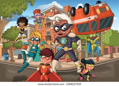 Cartoon Children Superheroes City Super Heroes Stock Vector (Royalty Free) 2308227439 | Shutterstock