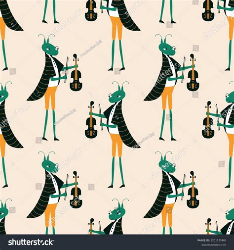 Cute Grasshopper Musician Frock Coat Violin Stock Vector Royalty Free 2201573485 Shutterstock