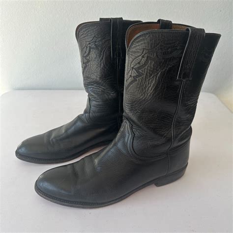 Justin Roper Black Leather Western Boots D Gem