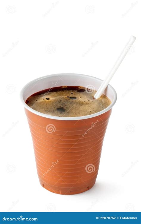 Coffee In Disposable Cup With Plastic Spoon Stock Photo Image Of