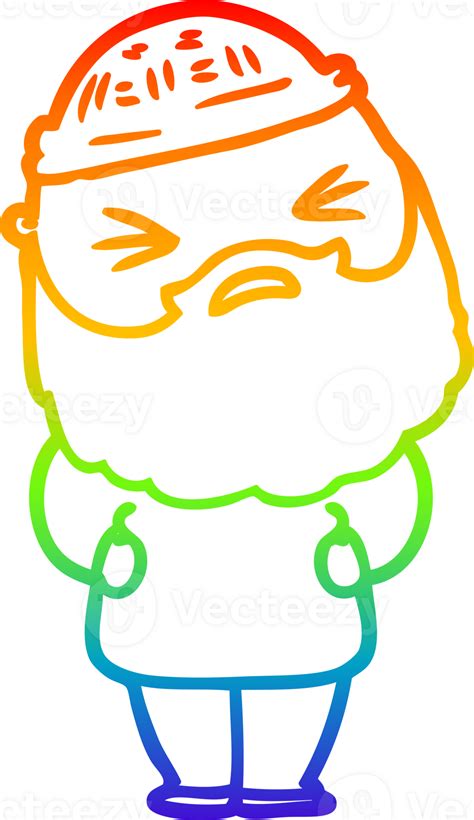 Rainbow Gradient Line Drawing Cartoon Man With Beard 39881805 Png