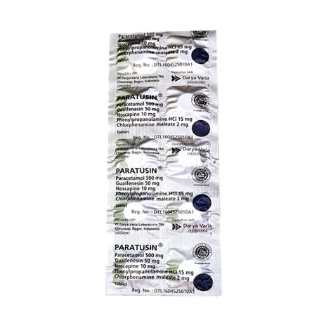 Jual Paratusin Tablet Strip Tablet Paracetamol Guaifenesin Noscapine