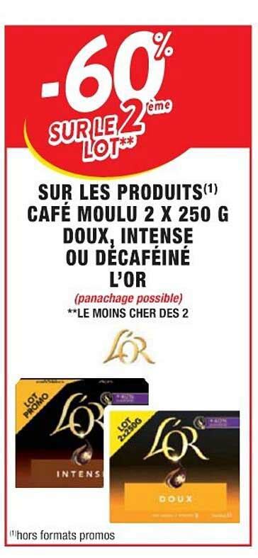 Promo Café Moulu 2 X 250 G Doux Intense Ou Décaféiné L or chez Cora