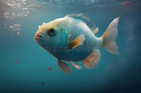 Fish in the Deep Blue Sea. Underwater World Stock Illustration ...