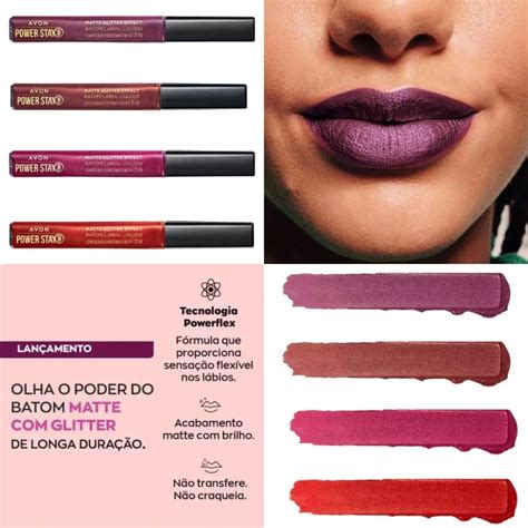 AVON POWER STAY MATTE GLITTER EFFECT BATOM LIQUIDO PURPURA